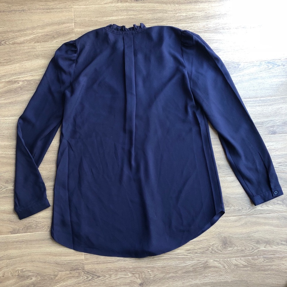 Parker Ruffle Split Neck Tunic Aquarius Navy Blue - image 2